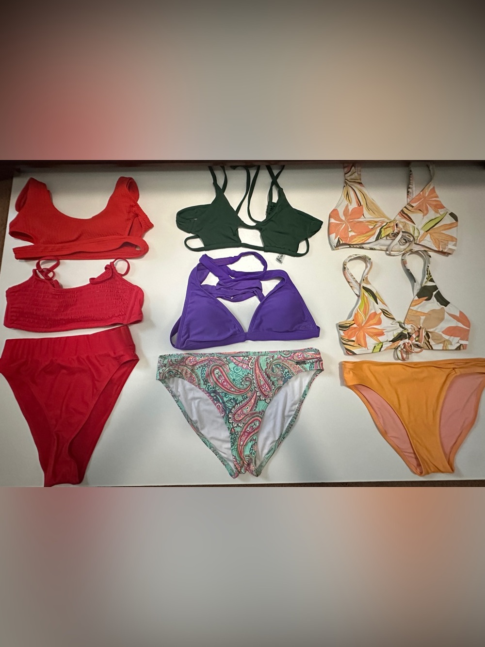 Lot of 9  Aerie Venice Beach Roxy Woman’s SizeS/XS Regular,Bikini Top & Bottom